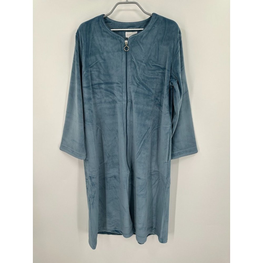Softies 42" Spring Lake Serenity Stretched Shear Mink Zip-Up Robe sz S Women's